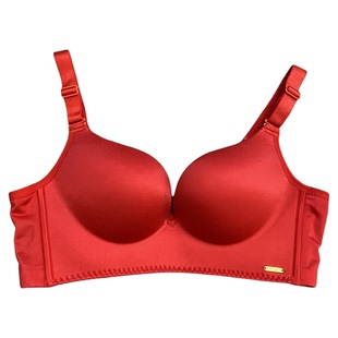 断码清 超聚拢36/80A文胸内衣无钢圈3cm上薄下厚光面无痕红色四扣