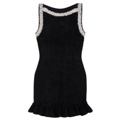 SANDRO黑色荷叶边连衣裙