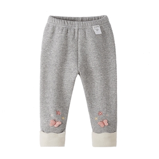 [抑菌抗静电]女童加绒打底裤秋冬宝宝绣花保暖女小童裤子儿童长裤