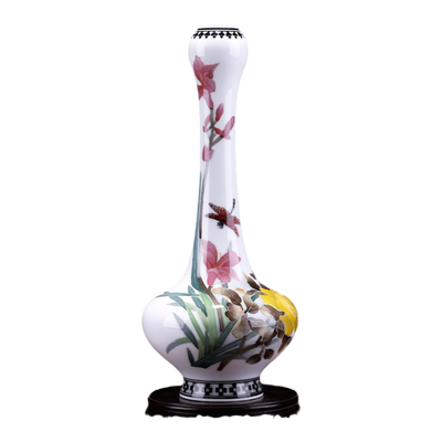 云火窑釉下五彩手绘花插花瓶