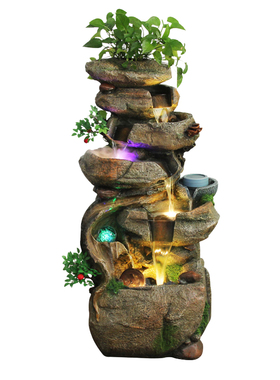 中式风田园庭院喷泉造景落地假山