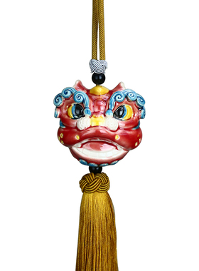 国潮醒狮车载挂件广东佛山舞狮