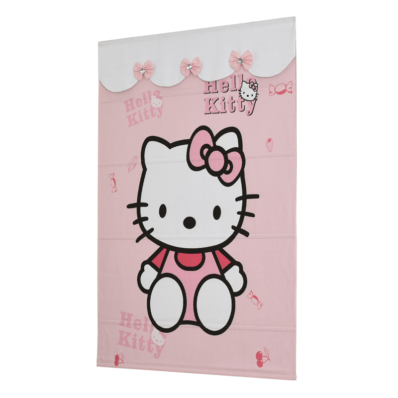 女孩儿童房罗马帘飘窗卧室粉红色可爱公主风卡通猫卷帘遮光小窗帘