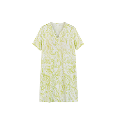 贴心女士V领纯棉短袖睡裙