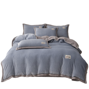 加厚牛奶绒床上四件套珊瑚绒法兰绒毛被套床单床笠款冬季床品三4