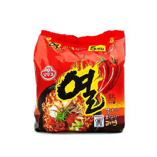 韩国不倒翁火热拉面120g*5袋超辣韩式进口泡面奥土基速食方便面