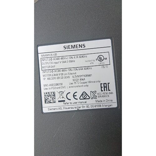 议价4329#，2.2KW380V，西门子V20变频器，型号6S