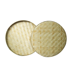 包邮簸箕竹编竹制品圆形簸箕无孔竹筛子竹匾托盘幼儿园绘画装饰筐