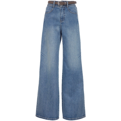 ONLY腰头两粒扣宽松喇叭裤牛仔裤