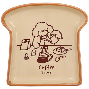 陶瓷面包吐司盘漂亮盘子水果盘小精致儿童餐盘韩系可爱早餐点心盘