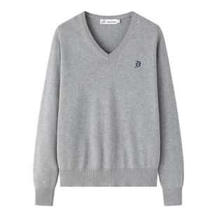 东京岁时记jk外套灰色针织V领套头毛衣女春秋宽松纯棉上衣灰野川