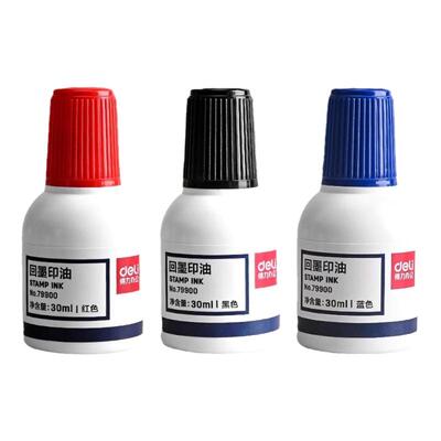 得力回墨印油水性速干印泥翻转回墨印章专用红色印台会计公章合同章发票办公章蓝色补充液快干印油办公用品