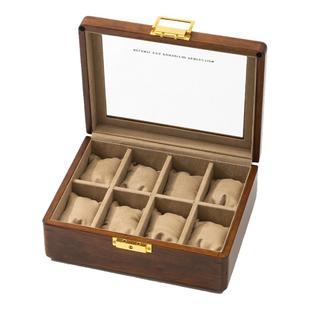 匠功夫金丝柚木手表收纳盒实木玻璃天窗手表盒腕表盒子八只装带锁