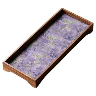 归鸿 胡桃木高脚干泡茶盘家用方形茶托盘复古实木茶台布艺茶席