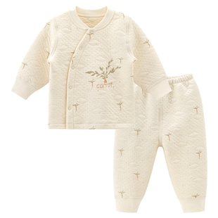 男女宝宝内衣分体套装三层夹丝棉保暖秋冬季婴儿童衣服裤子两件套