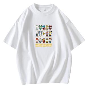 NASA短袖t恤男夏季新款卡通趣味衣服潮流ins宽松圆领情侣上衣