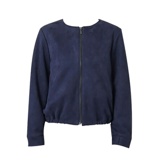 日单秋冬新款女士贵牌鹿皮绒圆领夹克长袖宽松上衣宽松保暖女外套