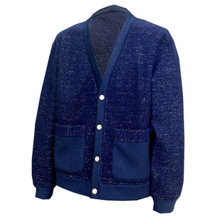 时着 立体织金欧式慵懒羊毛开衫男春季金光闪闪肌理针织毛衣外套