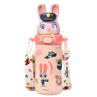 疯狂动物城朱迪儿童保温杯男女孩上学专用2025新款联名吸管水杯子