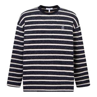 【杨力维秀场同款】Y2NG条纹磨毛针织衫圆领加厚垂感长袖打底上衣