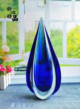 装饰品家居创意水滴琉璃摆件简约酒吧柜台桌面玄关玻璃工艺品前台