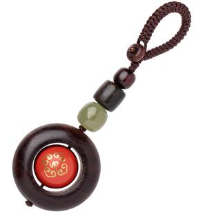 大善堂朱砂檀木珠汽车钥匙扣挂件2026年新款属马年生肖本命车钥匙