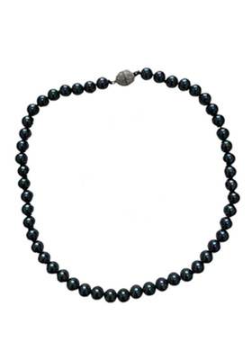 母贝珍珠14mm星空蓝色锁骨项链女