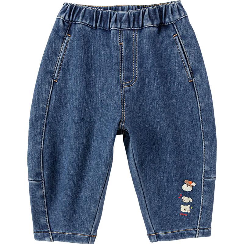 巴拉巴拉儿童牛仔裤男童女童加绒裤子冬装2025新款童装宝宝长裤厚