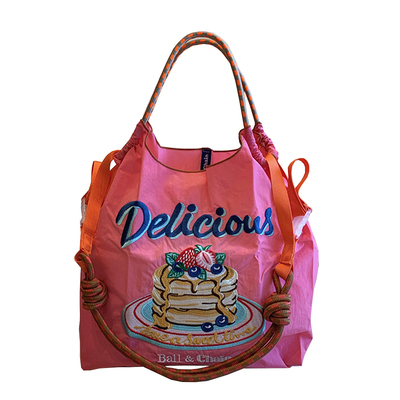 ballchain刺绣购物袋日系时尚