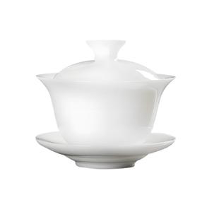 茶皇子德化盖碗泡茶单个陶瓷茶碗羊脂玉三才盖碗家用功夫茶具白瓷