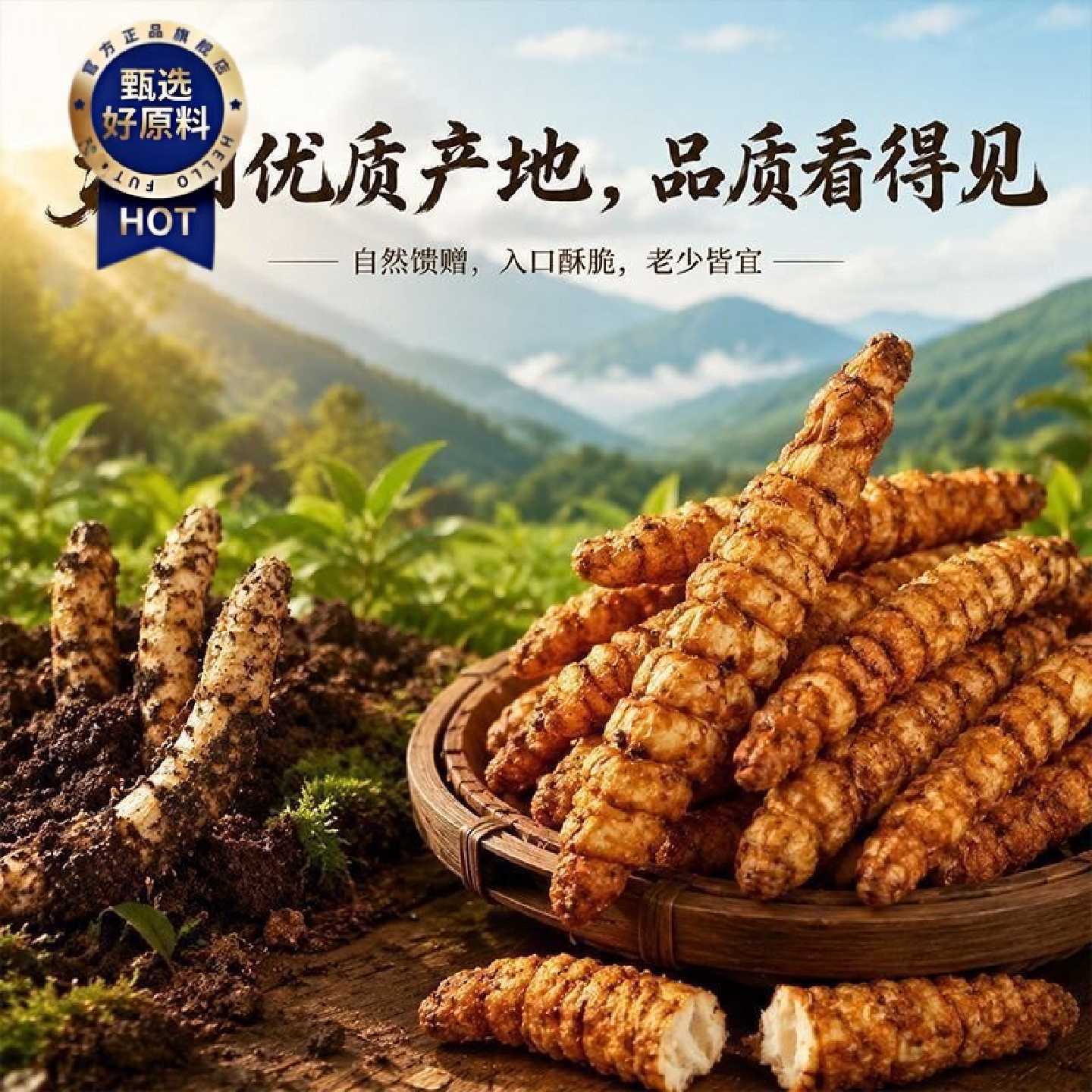 元气伴侣虫草参脆云南特产虫草参多口味酥脆地参地蚕即食零食