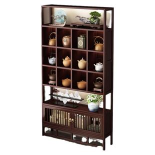 新中式博古架客厅落地茶具置物架多宝阁茶叶展示架高级摆件陈列架