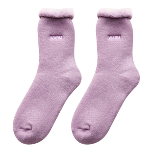 厚袜子女冬季加绒女秋冬纯棉中筒加厚毛绒长袜羊毛羊绒雪地袜保暖