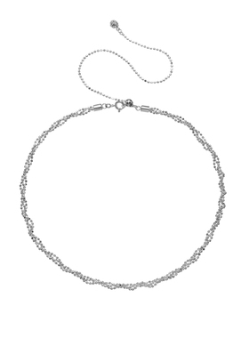 AHCHOO 静奢风S925银爆闪碎碎冰项链璀璨星河多层手工串珠锁骨链