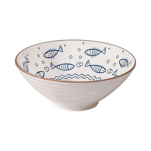 日式大号面碗家用斗笠碗陶瓷宿舍用学生单个汤碗吃饭碗泡面专用碗