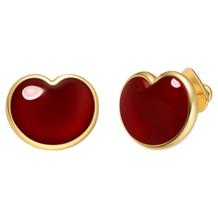 CLORIS  YING胖心玛瑙耳钉小众轻奢高级感礼物送女友红色爱心耳饰
