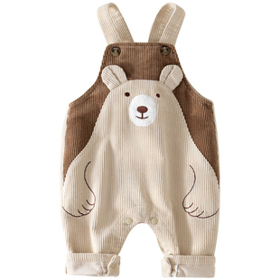 婴儿灯芯绒背带裤秋冬新款宝宝裤子超萌可爱儿童衣服男宝女宝冬装