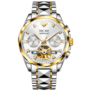 瑞士认证威宝龙名牌正品男士机械腕表男款高档真钻全自动防水夜光