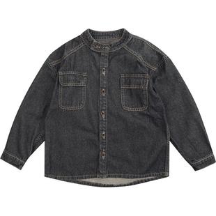 Cunyi纯一良品童装男童牛仔外套春秋新款儿童复古潮酷小立领衬衫