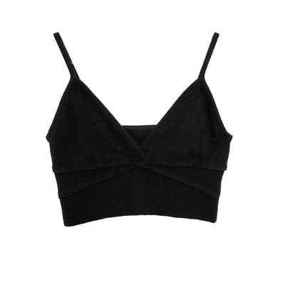 APPENDAGE2021秋冬羊毛外穿时髦吊带短款百搭修身V领吊带针织上衣