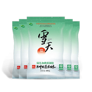 雪天绿色加碘精制盐400g*6包装食用盐深井岩盐家庭调味品细盐盐巴