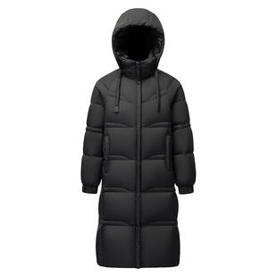 雪中飞长款过膝羽绒服女2025冬季新款连帽保暖加厚黑色外套面包服
