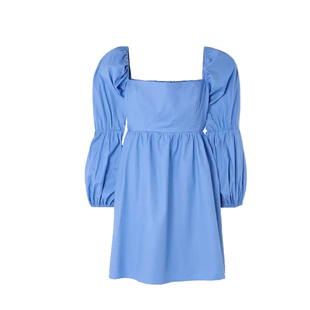 ref法式设计感泡泡长袖方领连衣裙子显瘦气质赫本风小黑裙a字短裙