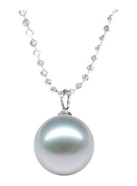 挚彩新品极简款天然淡水手工珍珠澳洲粉白南洋浓金色吊坠纯银项链