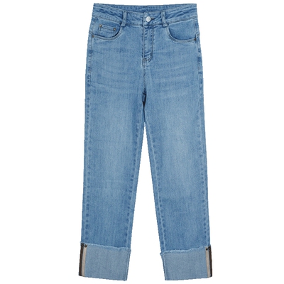 拉维妮娅直筒牛仔裤女高腰