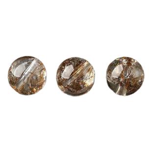 9A天然水晶香灰金箔锦鲤茶水晶散珠手串男女士diy手工手链多宝