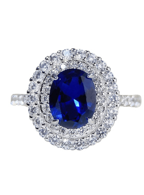 4克拉人造红宝石s925纯银戒指