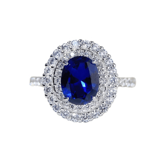 4克拉人造红宝石s925纯银戒指8*10冰花切高碳钻宴会款高级感钻戒