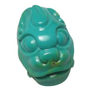 绿松石貔貅戒面裸石 天然俏色偏绿兽头雕刻面 戒指项链手串镶嵌男