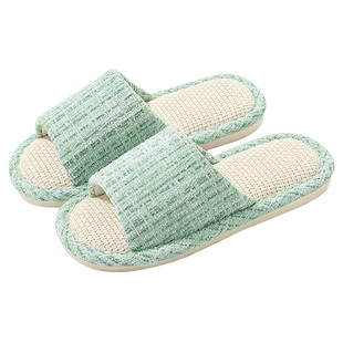 日式亚麻拖鞋女士家居室内静音防滑透气吸汗四季待客棉麻布拖鞋男
